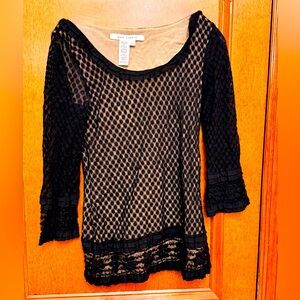 🆕 NWT vintage MAX STUDIO stunning black lace top.